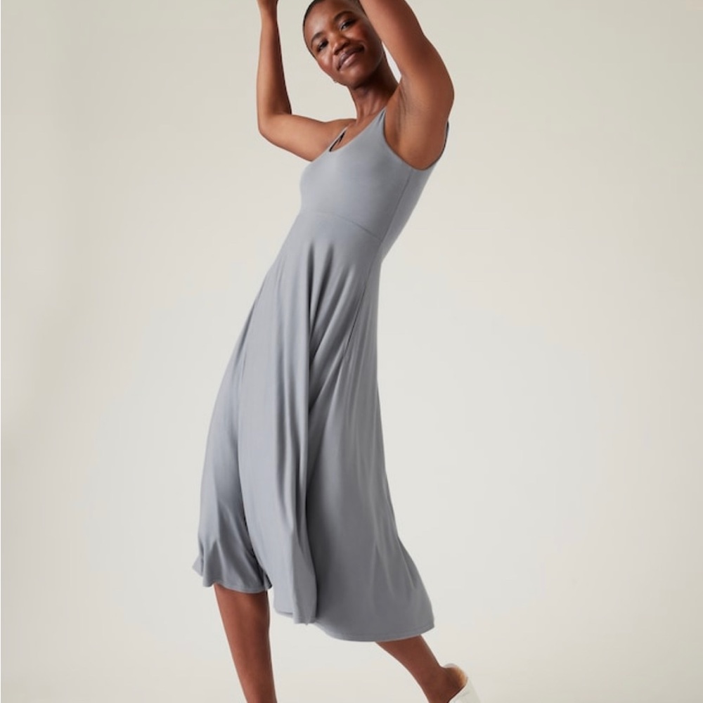 Athleta Santorini MIDI Dress coastal blue, size small petite